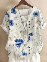 Nadège Floral Printed Blouse Nadège Floral Printed Blouse Louise Perrin White with Blue Flowers 8 
